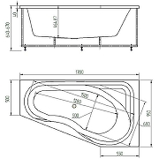 Акриловая ванна Aquatek Медея 170x95 R MED180-0000012 без гидромассажа без панелей с каркасом (вклеенный) со слив-переливом-3