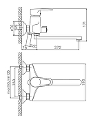 Смеситель для ванны Cron CN2265 универсальный Хром-1