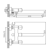 Смеситель для ванны Cron CN20866 универсальный Хром-2
