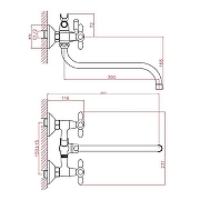 Смеситель для ванны Cron CN22127-6 Хром-1