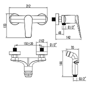 Гигиенический душ со смесителем Lemark Bronx LM3718GM Графит-1