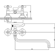 Смеситель для ванны Viko V-2015 универсальный Хром-2