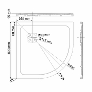 Душевой поддон из искусственного камня WasserKRAFT Rhin 90x90 44T01 Белый матовый-4