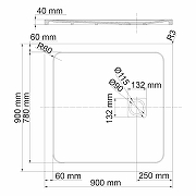 Душевой поддон из искусственного камня WasserKRAFT Neime 90х90 19T03 Черный матовый-9