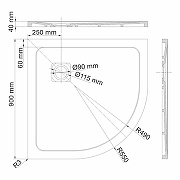 Душевой поддон из искусственного камня WasserKRAFT Neime 90х90 19T01 Черный матовый-9