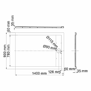 Душевой поддон из искусственного камня WasserKRAFT Rhin 140x90 44T36 Белый матовый-4