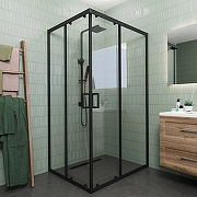 Душевой уголок Veconi Rovigo RV-14 100x80 RV14-10080-01-C5 профиль Черный матовый стекло прозрачное-2