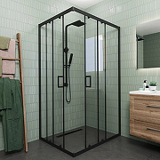 Душевой уголок Veconi Rovigo RV-14 100x80 RV14-10080-01-C5 профиль Черный матовый стекло прозрачное-3