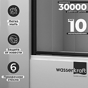 Шторка на ванну WasserKRAFT Dill 100 61S02-100WS профиль Черный стекло прозрачное-7