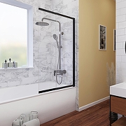 Шторка на ванну WasserKRAFT Dill 100 61S02-100WS профиль Черный стекло прозрачное-11