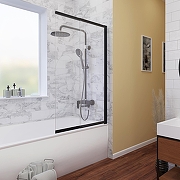 Шторка на ванну WasserKRAFT Dill 100 61S02-100 профиль Черный стекло прозрачное-6