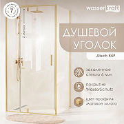 Душевой уголок WasserKRAFT Aisch 100x90 55P22 профиль Матовое золото стекло прозрачное-2