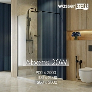 Душевая перегородка WasserKRAFT Abens 90 20W39 профиль Черный стекло прозрачное-1