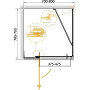 Душевой уголок Cezares Slider 80x80 SLIDER-AH-1-80-70/80-C-Cr профиль Хром стекло прозрачное-9