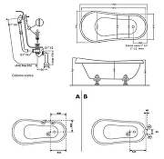 Акриловая ванна Kerasan Retro 170x77 105591 Белый Золото-4