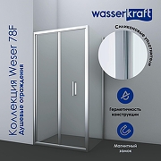 Душевой уголок WasserKRAFT Weser 90x100 78F18 профиль Хром стекло прозрачное-1