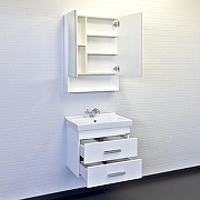 Тумба с раковиной Comforty Никосия 60П 00-00011161 подвесная Белая глянцевая-2