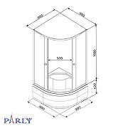 Душевой уголок Parly 90x90 Z9011 профиль Хром стекло прозрачное с рисунком-8