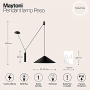 Подвесной светильник Maytoni Pendant Peso P080PL-01B Черный-4