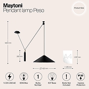 Подвесной светильник Maytoni Pendant Peso P080PL-01B Черный-11