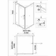 Душевой уголок Niagara Nova 90х70 NG-83-9AB-A70B профиль Черный стекло прозрачное-2