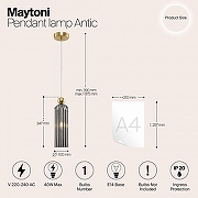 Подвесной светильник Maytoni Ant1c MOD302PL-01GR цвет латунь-4