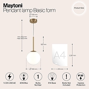 Подвесной светильник Maytoni Bas1c form MOD321PL-01G2 цвет золото-7