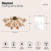 Потолочный светильник Maytoni Modern Bolla MOD133CL-04BS цвет плафона/подвески Оранжевый, цвет арматуры Латунь-6