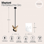 Подвесной светильник Maytoni G1ro MOD095PL-02BS цвет плафона/подвески Латунь, цвет арматуры Черный-4