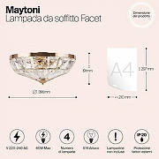 Потолочный светильник Maytoni Neoclassic Facet MOD094CL-04G цвет плафона/подвески Прозрачный, цвет арматуры Золото-2