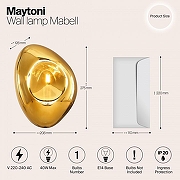 Настенный светильник Maytoni Modern Mabell MOD306WL-01G цвет плафона/подвески Оранжевый, цвет арматуры Золото-4
