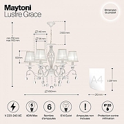 Люстра Maytoni Elegant Grace ARM247-06-G цвет плафона/подвески Прозрачный, Белый, цвет арматуры Белый, Золото-4