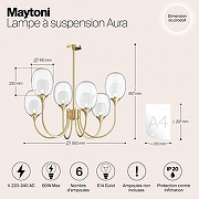 Люстра Maytoni Aura MOD016PL-06BS цвет плафона/подвески Белый, Прозрачный, цвет арматуры Латунь-6