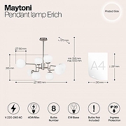 Люстра Maytoni Er1ch MOD221-PL-08-N цвет плафона/подвески Белый, цвет арматуры Никель-3