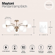 Люстра Maytoni Er1ch MOD221PL-10G цвет плафона/подвески Белый, цвет арматуры Золото-1