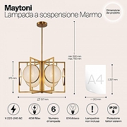 Люстра Maytoni Marmo MOD099PL-06G цвет плафона/подвески Белый, цвет арматуры Золото-3