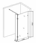 Душевая перегородка Niagara Nova 120 NG-682-12BLACK профиль Черный стекло прозрачное-4