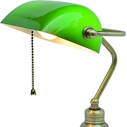 Настольная лампа Artelamp Banker A2492LT-1AB цвет плафона/подвески Зеленый, цвет арматуры Бронза-1