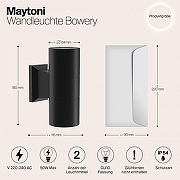 Настенный светильник Maytoni Bowery O574WL-02B цвет плафона/подвески Черный, цвет арматуры Черный-4