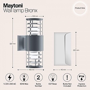 Настенный светильник Maytoni Bronx O576WL-02GR цвет плафона/подвески Прозрачный, цвет арматуры Графит-2