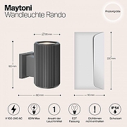 Настенный светильник Maytoni Rando O419WL-01GR цвет плафона/подвески Серый, цвет арматуры Серый-2