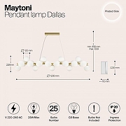 Подвесной светильник Maytoni Dallas MOD547PL-25BS цвет плафона/подвески Белый, цвет арматуры Золото-2