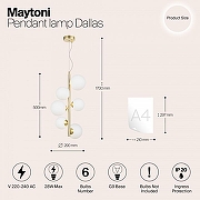 Подвесной светильник Maytoni Dallas MOD545PL-06BS цвет плафона/подвески Белый, цвет арматуры Золото-3