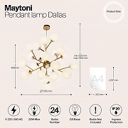 Подвесной светильник Maytoni Dallas MOD545PL-24BS цвет плафона/подвески Белый, цвет арматуры Золото-2