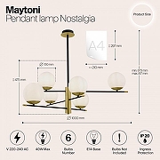 Подвесной светильник Maytoni Nostalg1a MOD048PL-06G цвет плафона/подвески Белый, цвет арматуры Золото, Черный-2