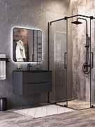 Зеркало Bond Loft 80x80 M35ZE-8080 с подсветкой Черное глянцевое с бесконтактным выключателем-6