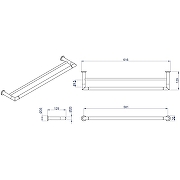 Полотенцедержатель Azario Forny AZ-88302 двойной Хром-1