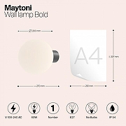 Настенный светильник Maytoni Bold O598WL-01B1 цвет плафона/подвески Белый, цвет арматуры Черный-3