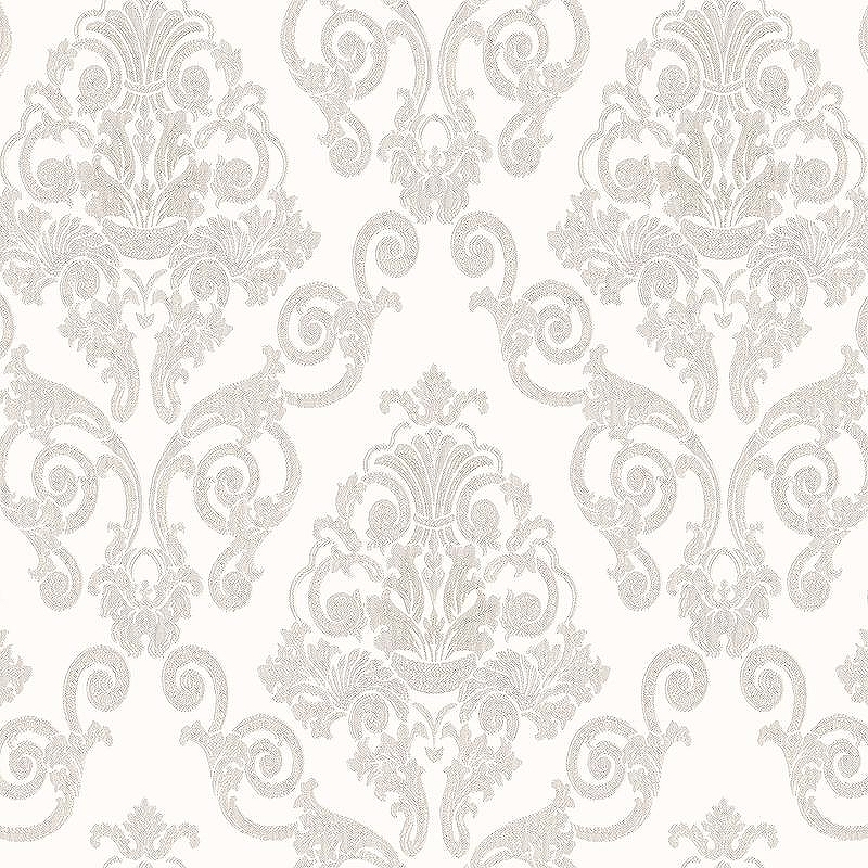 Обои Prima Italiana Ducale 80221 Винил на флизелине (1,06*10,05) Белый/Серый/Серебряный, Дамаск