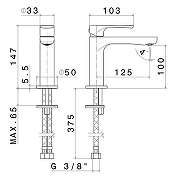 Смеситель для раковины Kerama Marazzi Ole 69412KM.M0.071 Золотой атласный-2